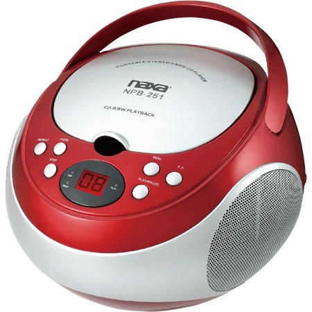 NAXA Portable CD Player with AM/FM Radio (Red) NPB251RD